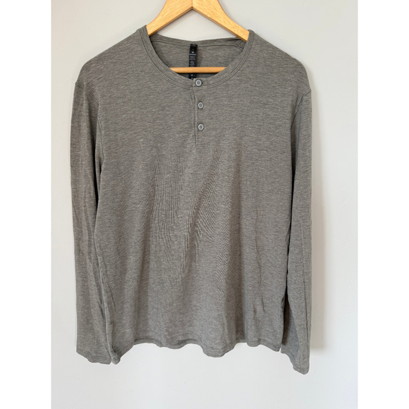 Lululemon Henley Metal Vent Long Sleeve Button‎ Up Casual Shirt Top Mens Size L - Picture 1 of 6